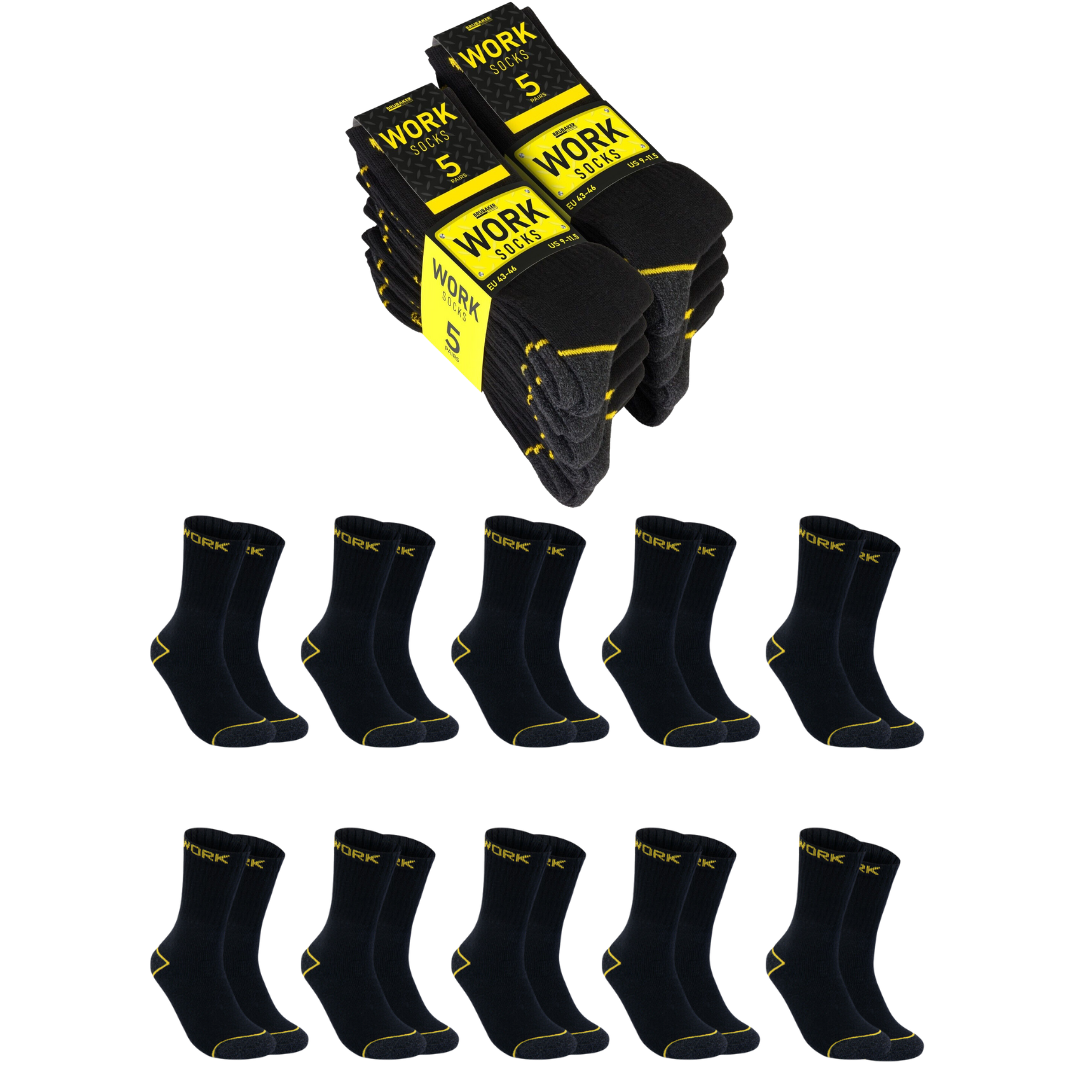 NAKLOE - 10 pares - Calcetines de trabajo hombre - Calcetines termicos hombre - Reforzados Algodon con rizo interior