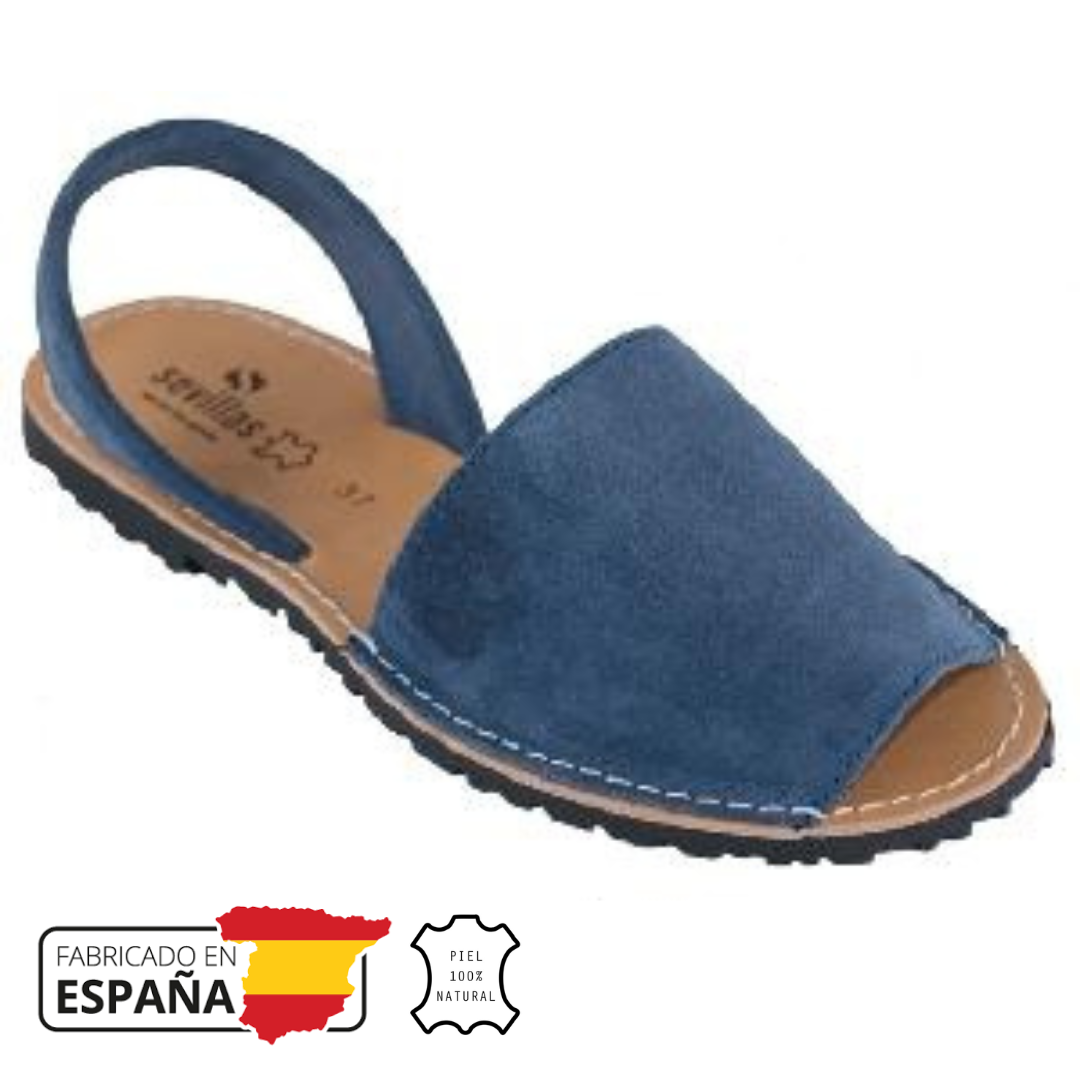 Menorquina mujer serraje azul
