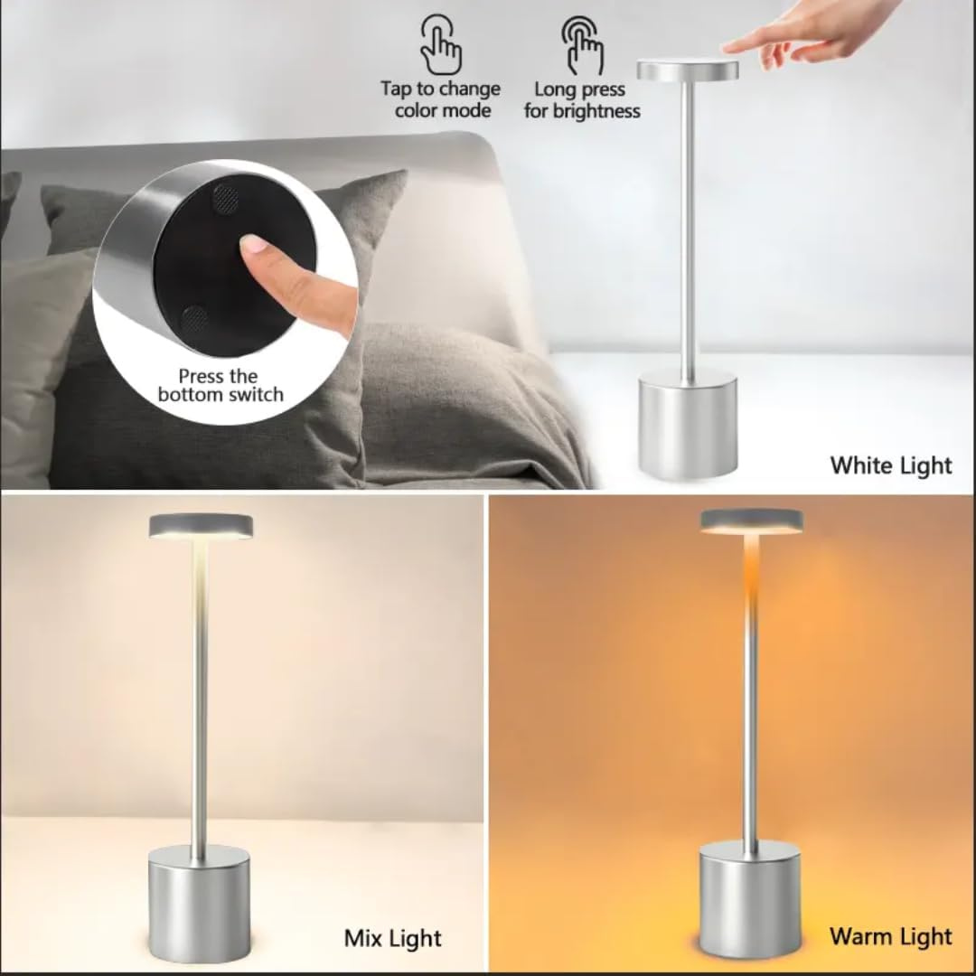 Nakloe - Lamparas de mesita de noche - Lampara sin cables - Lampara tactil mesilla de noche - 3 modos de luz