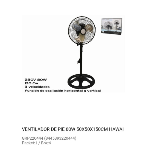 Ventiladores de pie - Ventilador - 130cm - 230V - 80W - NAKLOE