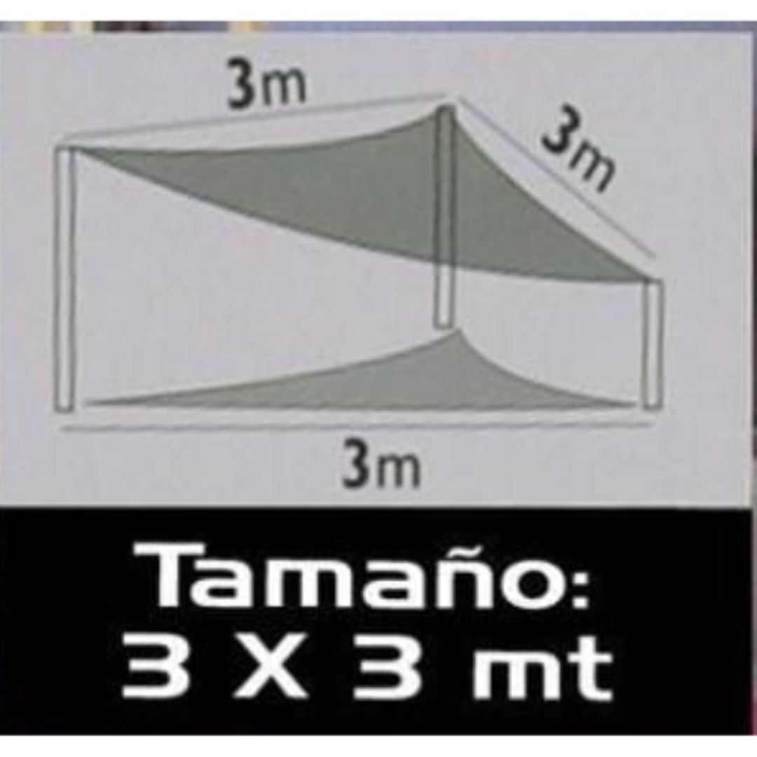 Toldo vela triangular - Toldo vela para jardin y terraza - Tela de sombra - 3X3