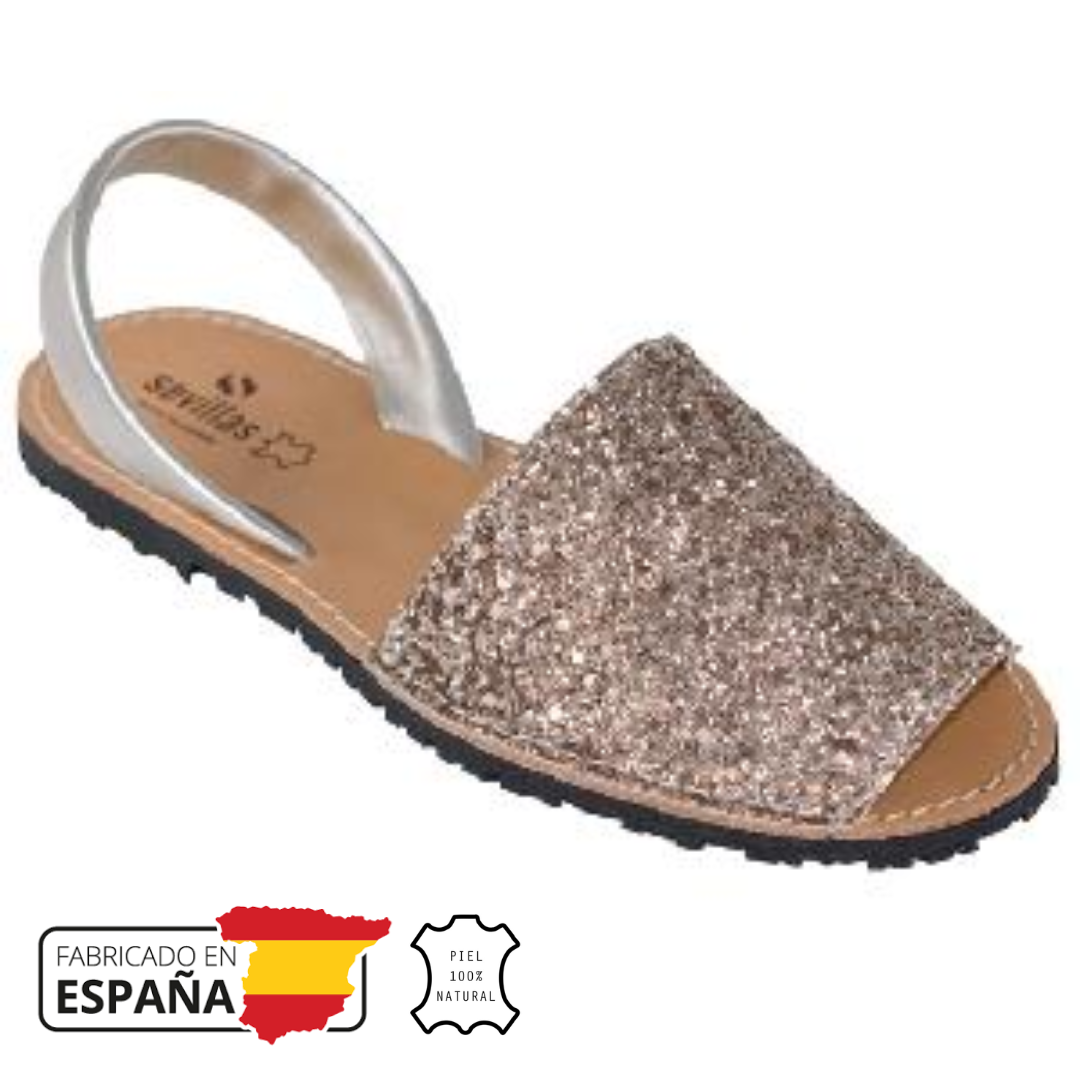 Menorquina mujer brillo dorado