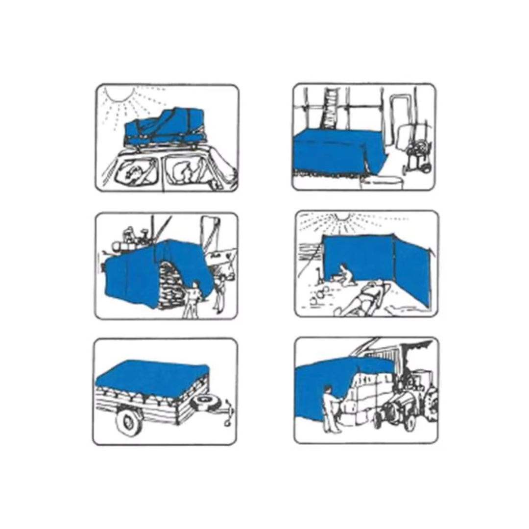 NAKLOE - Lona impermeable - Lona cubretodo - Lona de proteccion universal - Cubre todo - Lona toldo impermeable - Toldo lluvia - Cubre moto - Cubre coche - Cubre barbacoas - Lona coche - Lona barbacoas - Color azull con ojales reforzados.