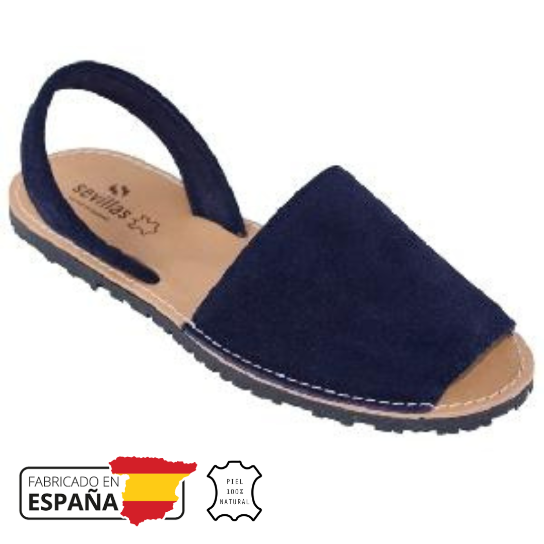 Menorquina mujer serraje azul marino
