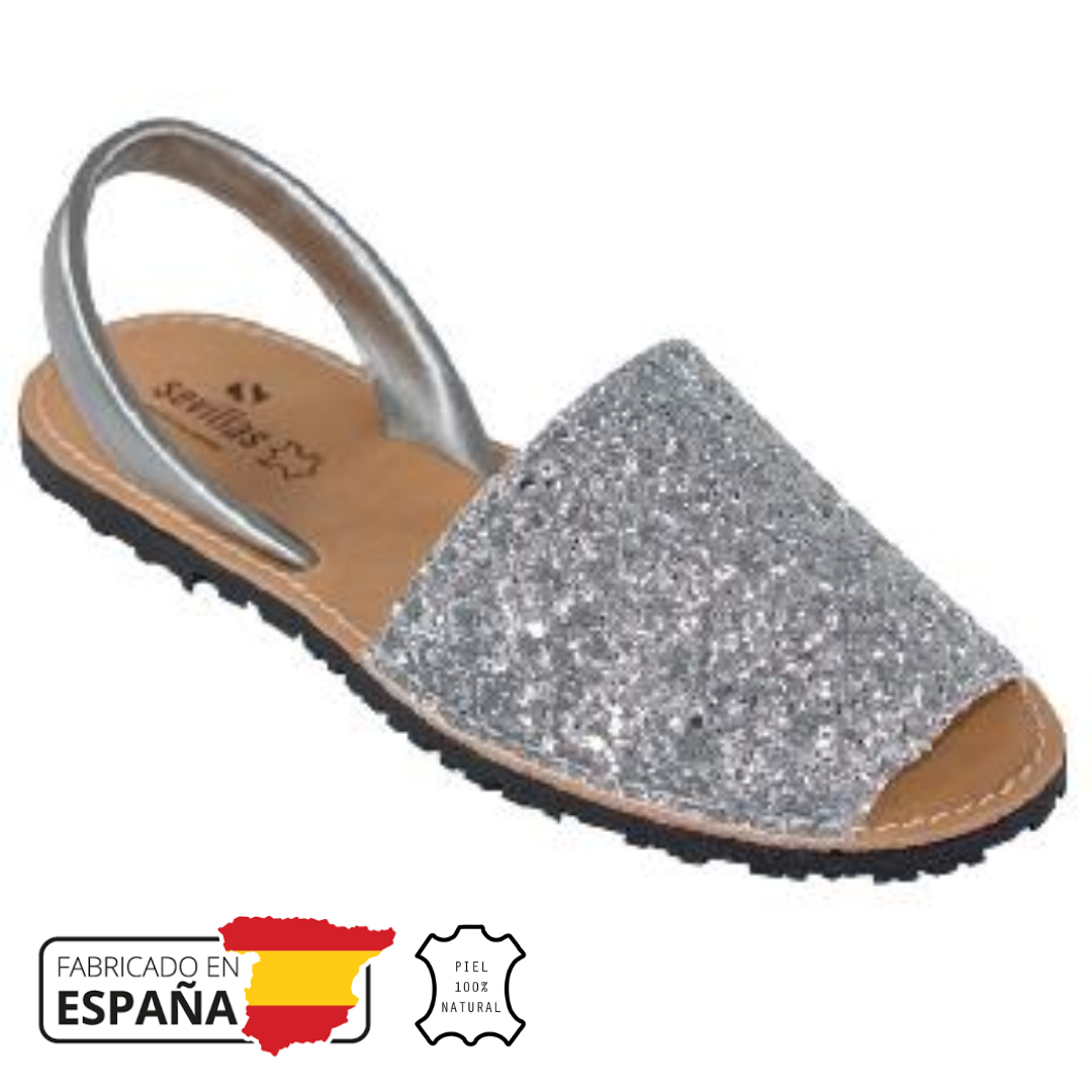 Menorquina mujer brillo plata