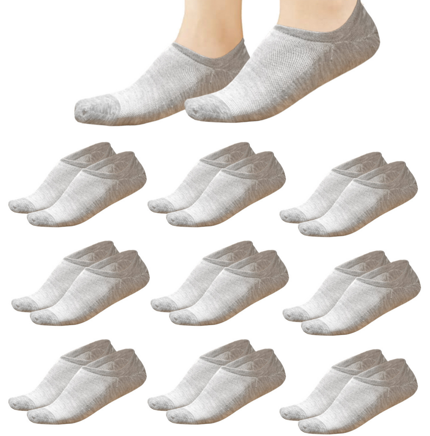 Calcetines invisibles mujer - Pinkies mujer - Calcetines cortos mujer - Calcetines grises mujer - Calcetines tobilleros mujer (Talla 35/40)