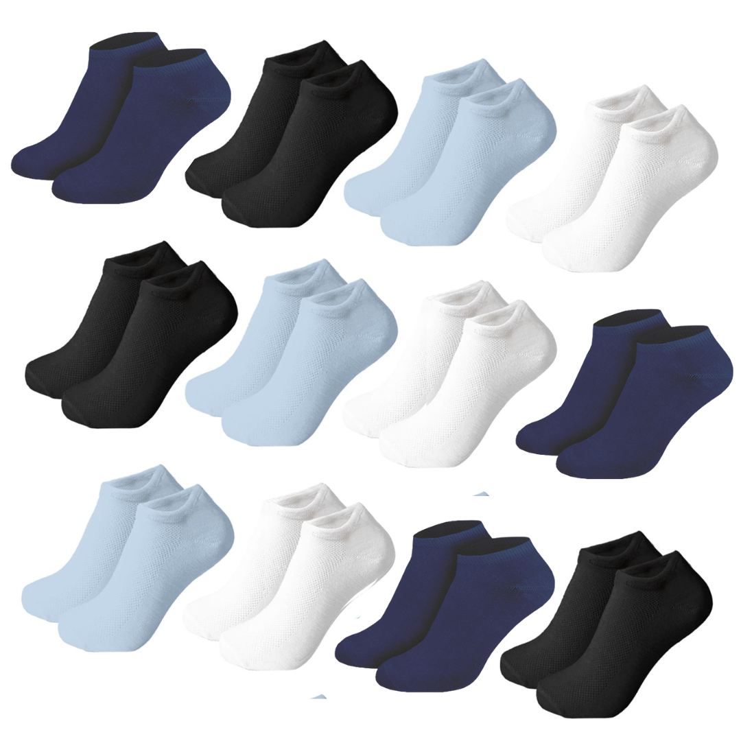 Calcetines niño - (12 Pares) - Calcetines tobilleros niño - Calcetines cortos niño - Calcetines algodón niño - Calcetines verano niño - Calcetines niños