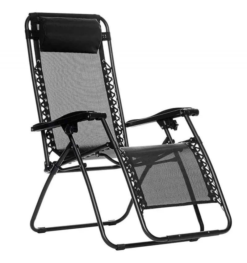 Tumbona plegable con reposacabezas negro