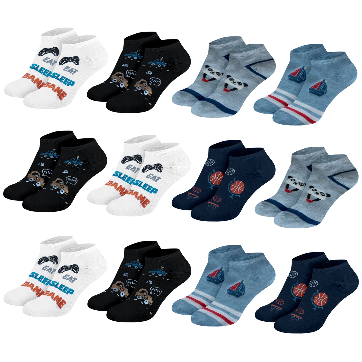 Calcetines niño - (12 Pares) - Calcetines tobilleros niño - Calcetines cortos niño - Calcetines algodón niño - Calcetines verano niño - Calcetines niños