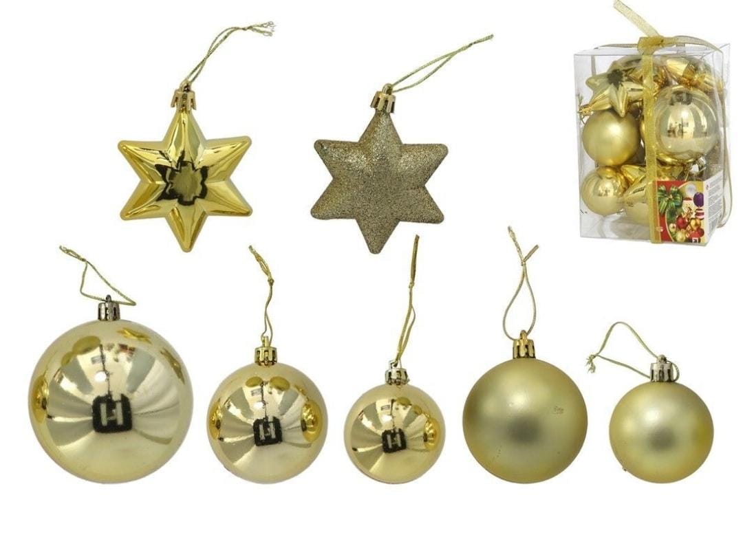 NAKLOE - Bolas de navidad - (15 bolas) - Bolas de decoración navideña - Decoración para navidad - Bolas amarillas decorativas navideñas - Adornos navideños