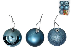 NAKLOE - Bolas de navidad - (Pack 12 - 6 cm) - Bolas de decoración navideña - Decoración para navidad - Bolas azules decorativas navideñas - Adornos navideños