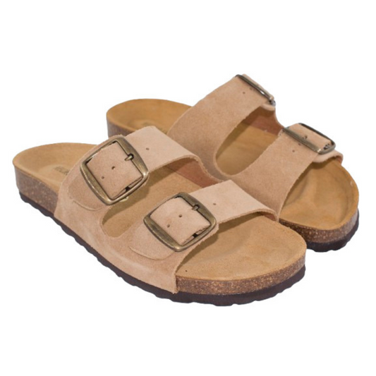 Sandalias dos hebillas mujer - Sandalias bio mujer - De piel, hechas en España