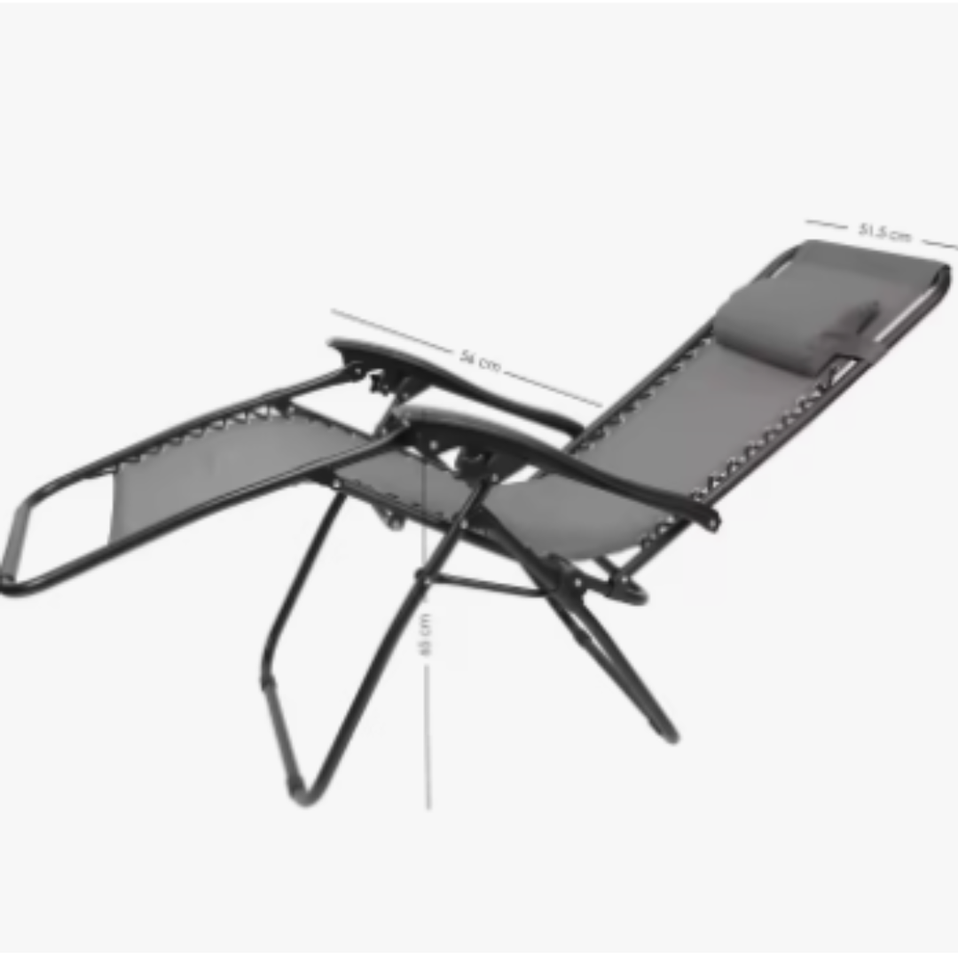 Pack de 2 tumbonas plegables con reposacabezas gris oscuro