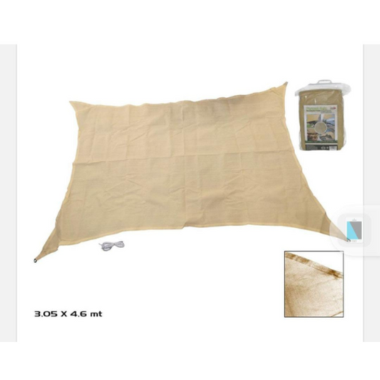Toldo vela rectangular - Toldo vela para jardin y terraza - Tela de sombra - 3,05x4,6