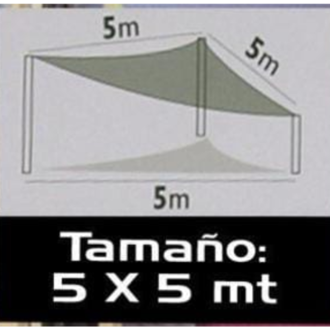 Toldo vela triangular - Toldo vela para jardin y terraza - Tela de sombra - 5x5