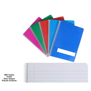 NAKLOE - Libretas A4 - Cuadernos A4 - Libreta de 2 rayas - 80 hojas - Bloc de notas y cuadernos - Libreta - Cuaderno - Papelería - Color a elegir