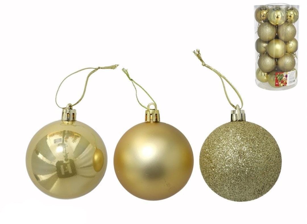 NAKLOE - Bolas de navidad - (Pack 20 bolas - 8 cm) - Bolas de decoración navideña - Decoración para navidad - Bolas amarillas decorativas navideñas - Adornos navideños