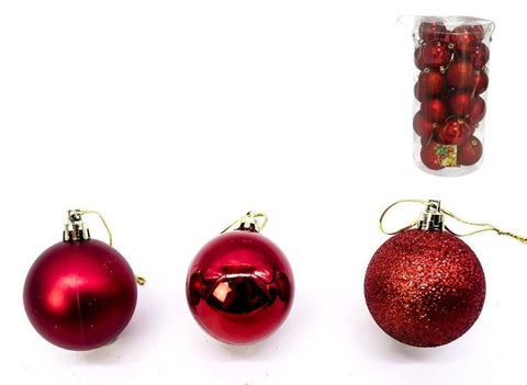 NAKLOE - Bolas de navidad - (Pack 6-12-16-20-24 bolas) - Bolas de decoración navideña - Decoración para navidad - Bolas rojas decorativas navideñas - Adornos navideños
