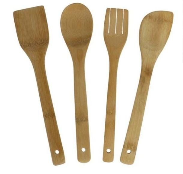 NAKLOE - Utensilios - Utensilios Cocina - Utensilios Cocina Madera - Utensilios Madera - Utensilios Cocina Madera Pack 4
