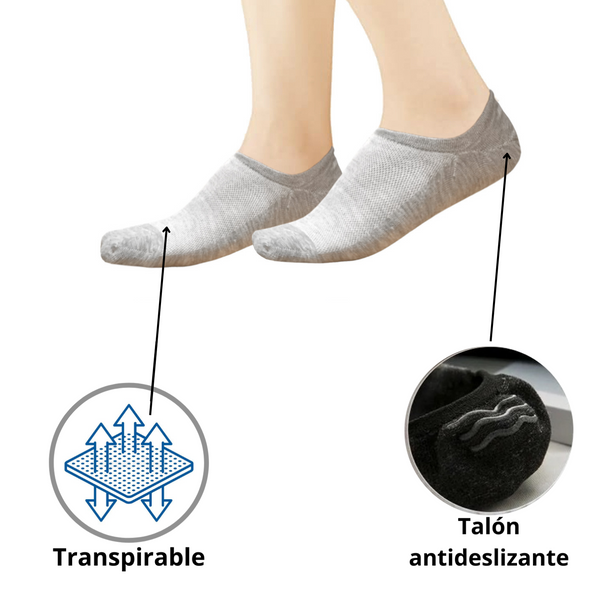Calcetines invisibles mujer - Pinkies mujer - Calcetines cortos mujer - Calcetines grises mujer - Calcetines tobilleros mujer (Talla 35/40)