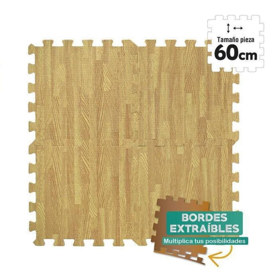 NAKLOE - Suelo desmontable bordes extraíbes - (4 piezas de 60 x 60 cm) - Suelos desmontables bordes extraíbles - Suelos multiusos - Suelos desmontables multiusos con bordes extraíbles