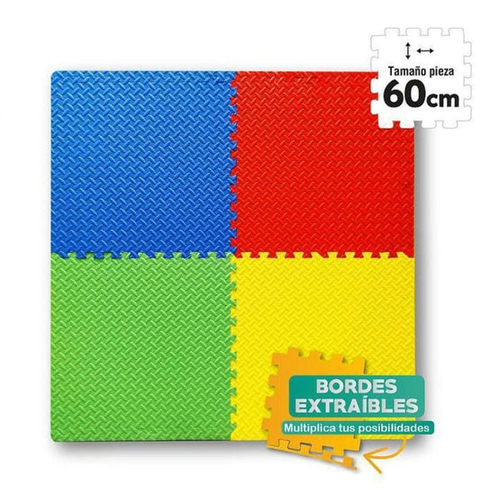 NAKLOE - Suelo desmontable bordes extraibles - (4 piezas de 60 x 60 cm) - Suelos desmontables - Suelos multicolor - Suelos multiusos - Suelos desmontables multiusos