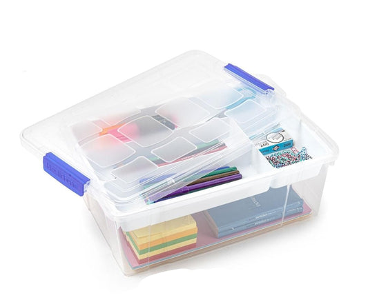 NAKLOE - Caja 9L con bandeja - Caja almacenamiento - Caja almacenamiento multiusos - Caja con bandeja almacenamiento - Caja con bandeja para almacenar
