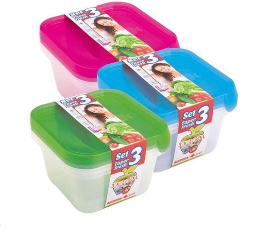 NAKLOE - Tupperware - (Pack 3 tuppers) - Tupperwares - Pack 3 tupperware - Tupperware para cocina - Tupperwares de diferentes colores - Tupperwares multiusos para cocina - Recipientes para alimentos