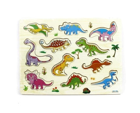 NAKLOE - Puzzle madera dinosaurios - (30x24 cm) - Puzzle madera dinosaurios niños - Puzzle didáctico dinosaurios - Puzzle didáctico para niños - Puzzle para aprender - Puzzles para niños
